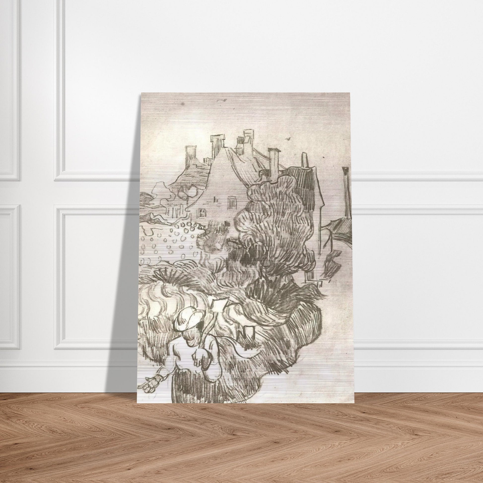 A House at Auvers - Vincent van Gogh Brushed Aluminum Print - 70x100 cm / 28x40 inches | Vincent van Gogh Aluminum Print | Vincent van Gogh Prints