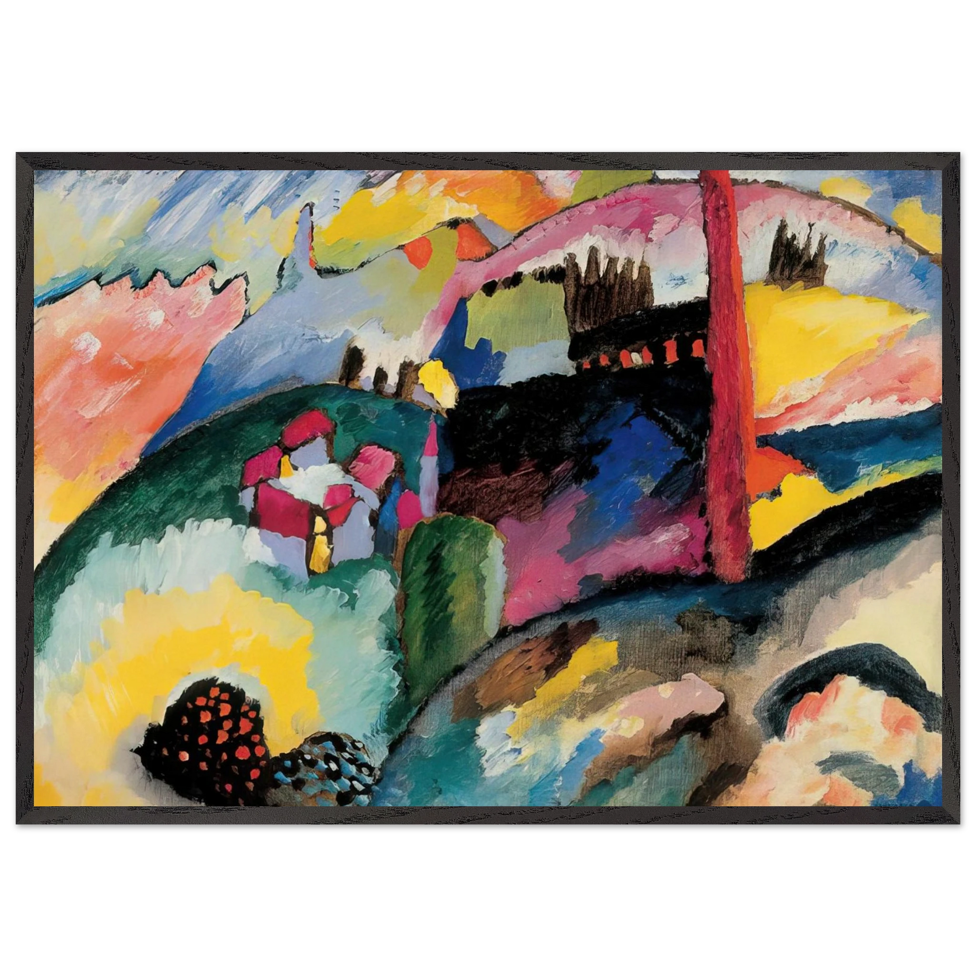 LANDSCAPE WITH FACTORY CHIMNEY 1910 - Wassily Kandinsky Framed Art Print – Black Wooden Frame - Default Title - -Framed Art Print