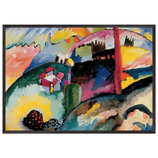 LANDSCAPE WITH FACTORY CHIMNEY 1910 - Wassily Kandinsky 70x100 cm / 28x40 inches Framed Art Print – Black Wooden Frame