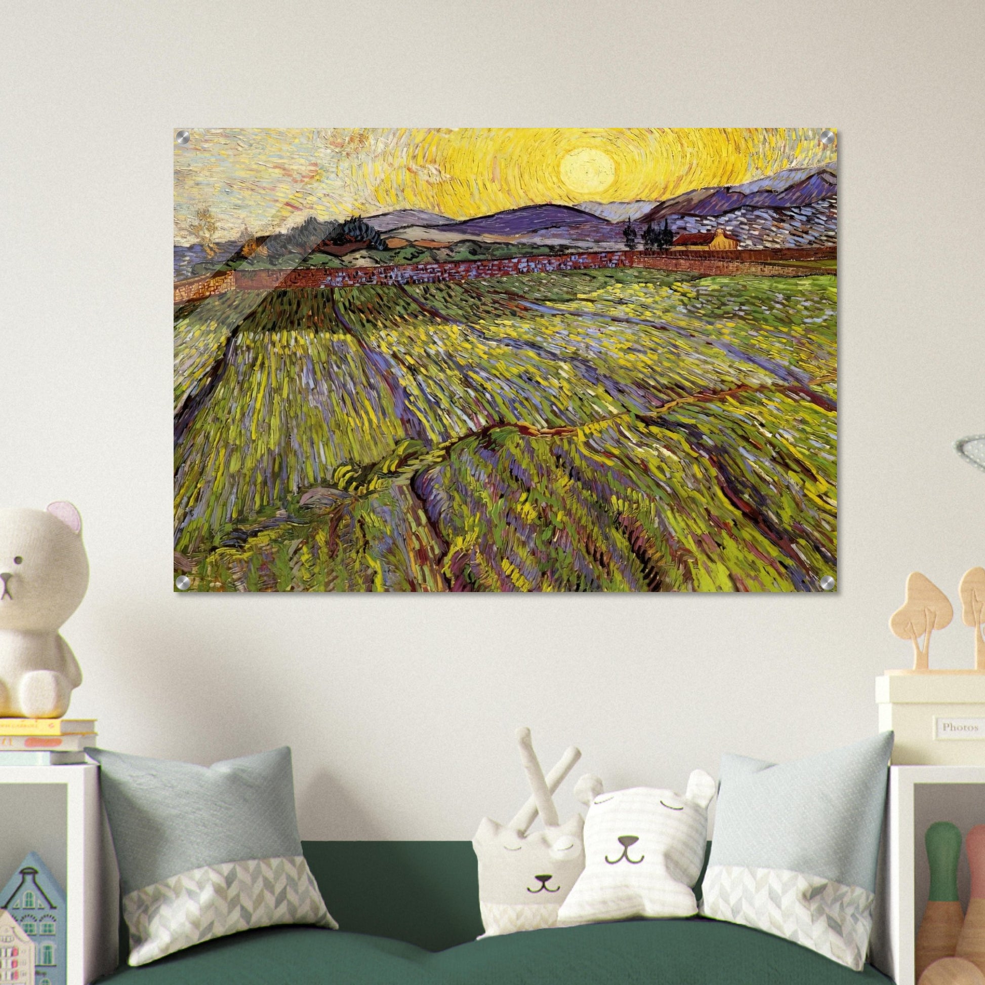 Enclosed field with rising sun - Vincent van Gogh Acrylic Print - 70x100 cm / 28x40″ inches