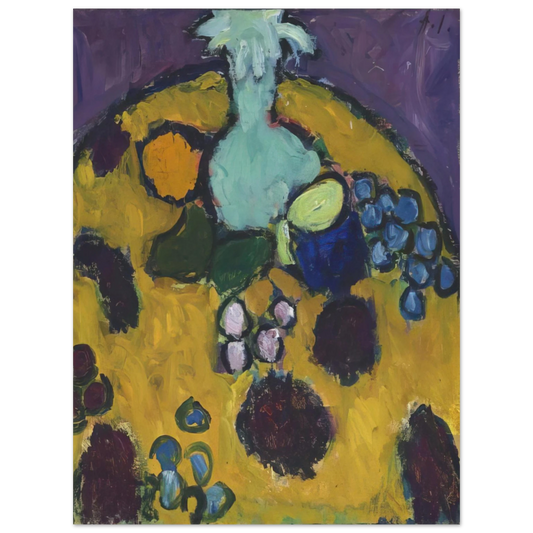 Alexej von Jawlensky - STILLEBEN MIT GESTICKTER DECKE 1910 Fine Art Poster - Default Title