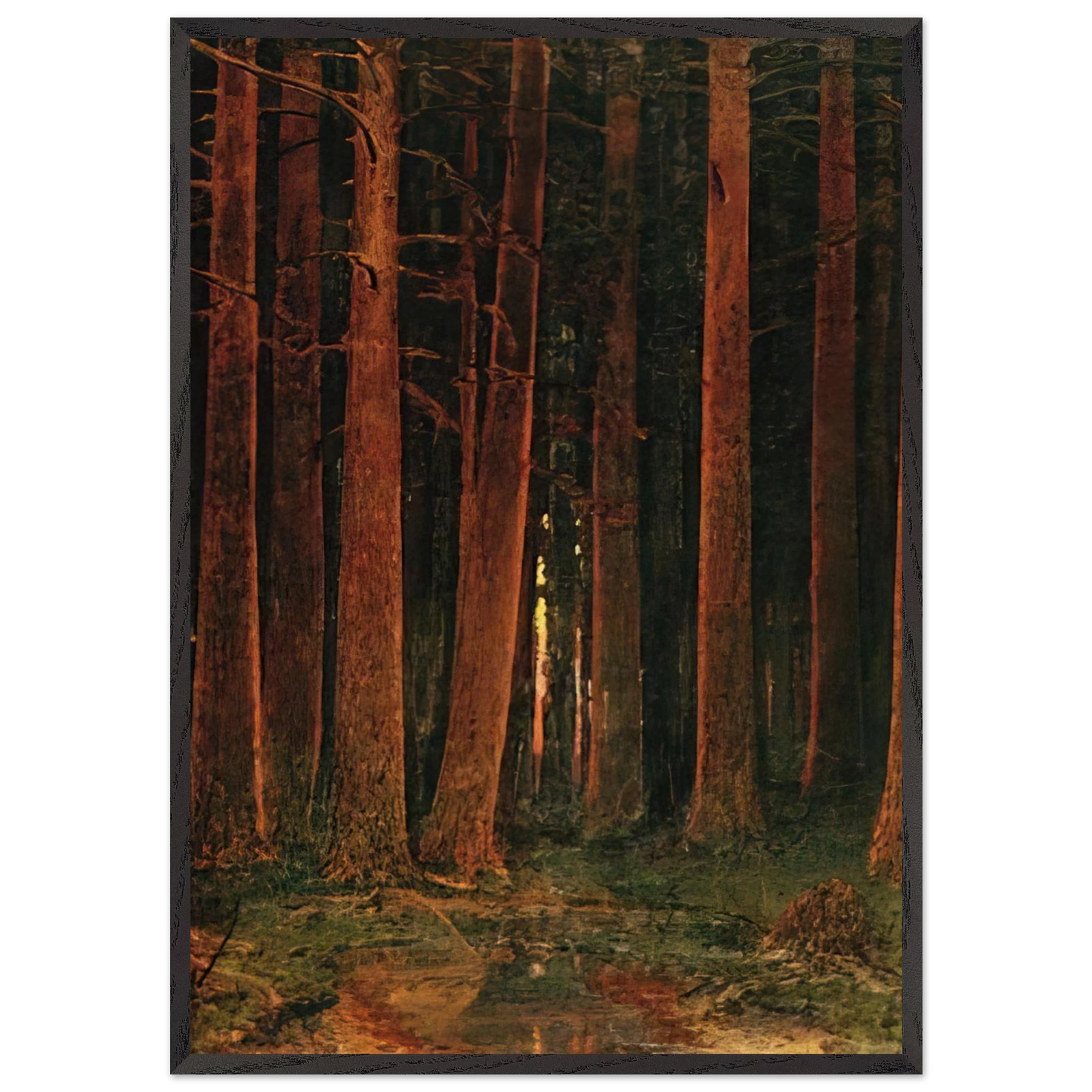 Sunset in the forest - Arkhyp Kuindzhi Framed Art Print – Black Wooden Frame - Default Title - -Framed Art Print