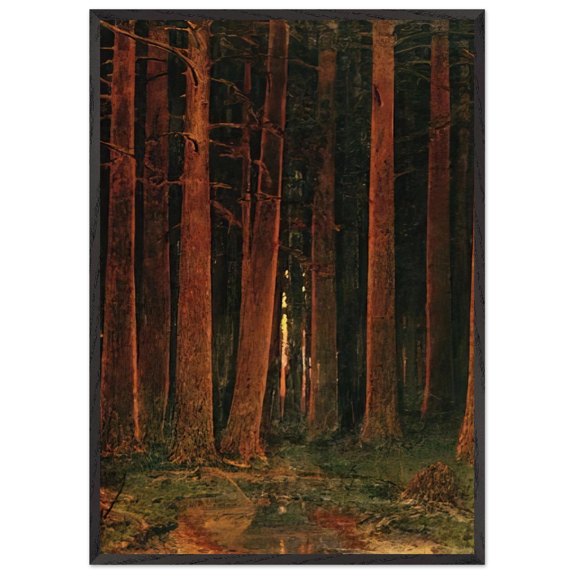 Sunset in the forest - Arkhyp Kuindzhi Framed Art Print – Black Wooden Frame - Default Title - -Framed Art Print