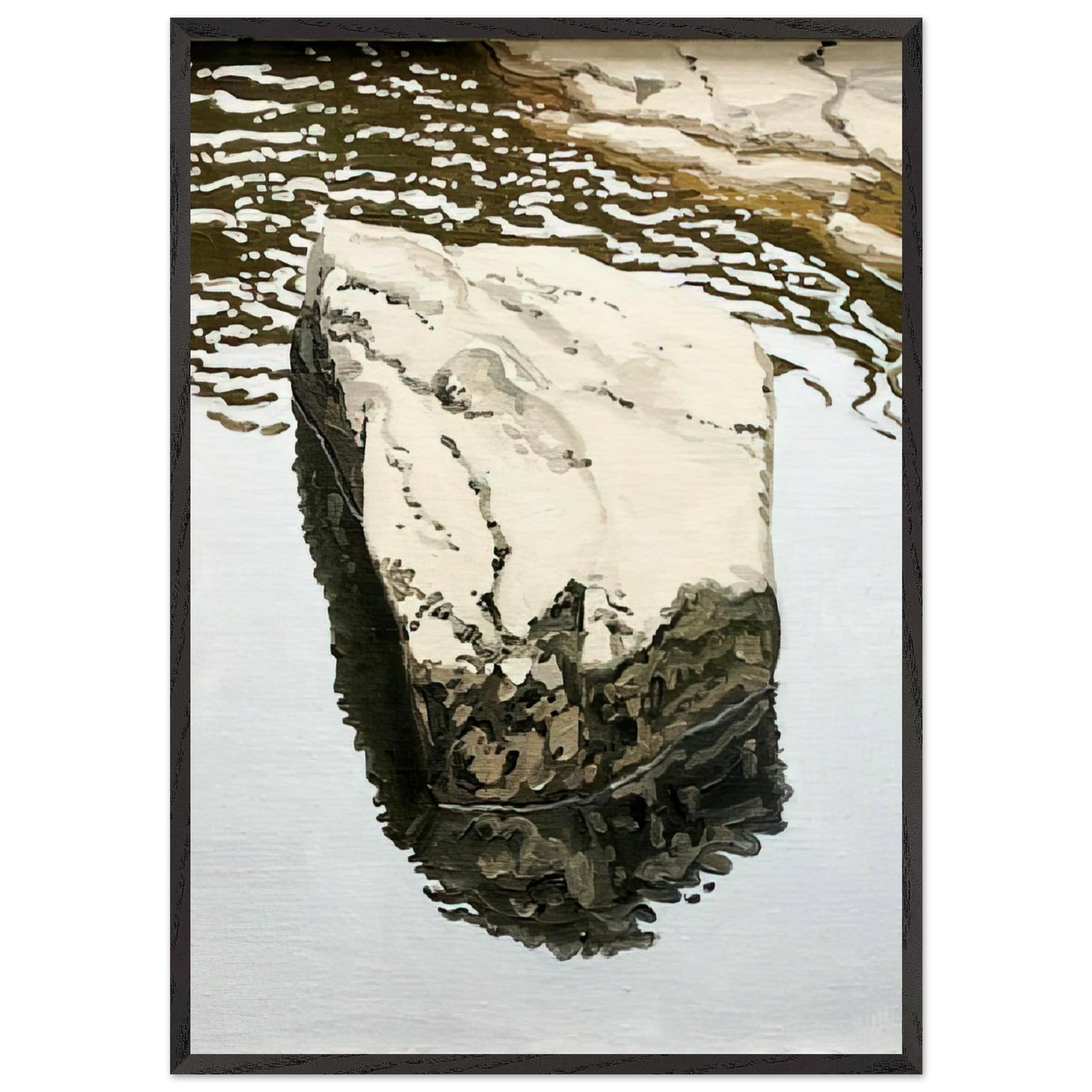 Study for Flat Boulder Reflected - 1986 - Neil Welliver Framed Art Print – Black Wooden Frame - Default Title - -Framed Art Print