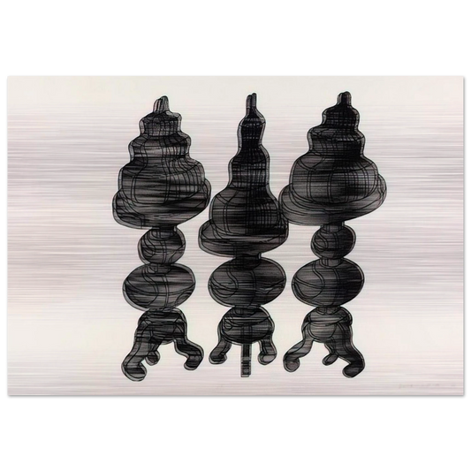 3 Cakes on Swivel Chairs - 1971 - Dieter Roth Brushed Aluminum Print - 70x100 cm / 28x40 inches | Dieter Roth Aluminum Print | Dieter Roth Prints