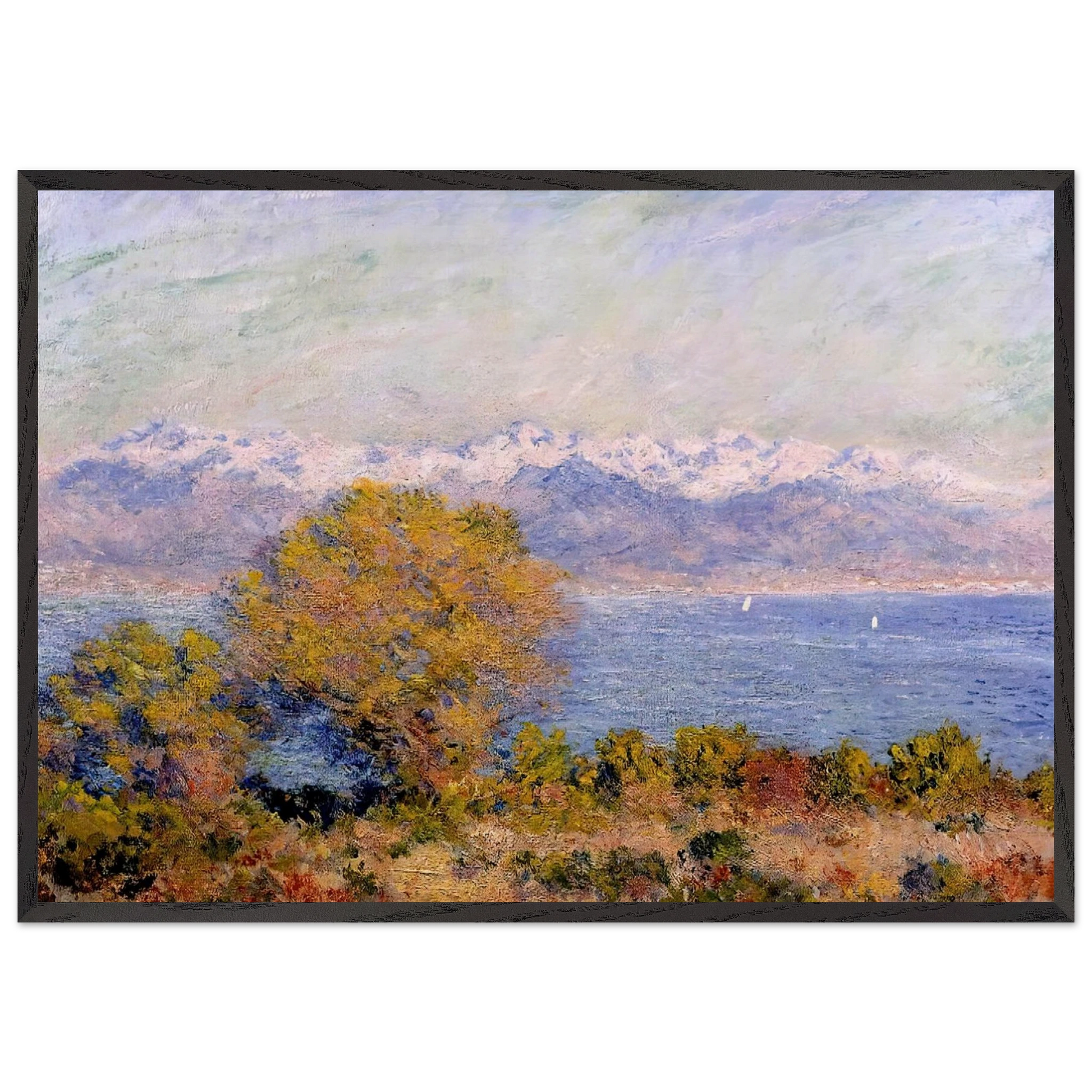 The Alps Seen from Cap dAntibes - claude monet Framed Art Print – Black Wooden Frame - Default Title - -Framed Art Print
