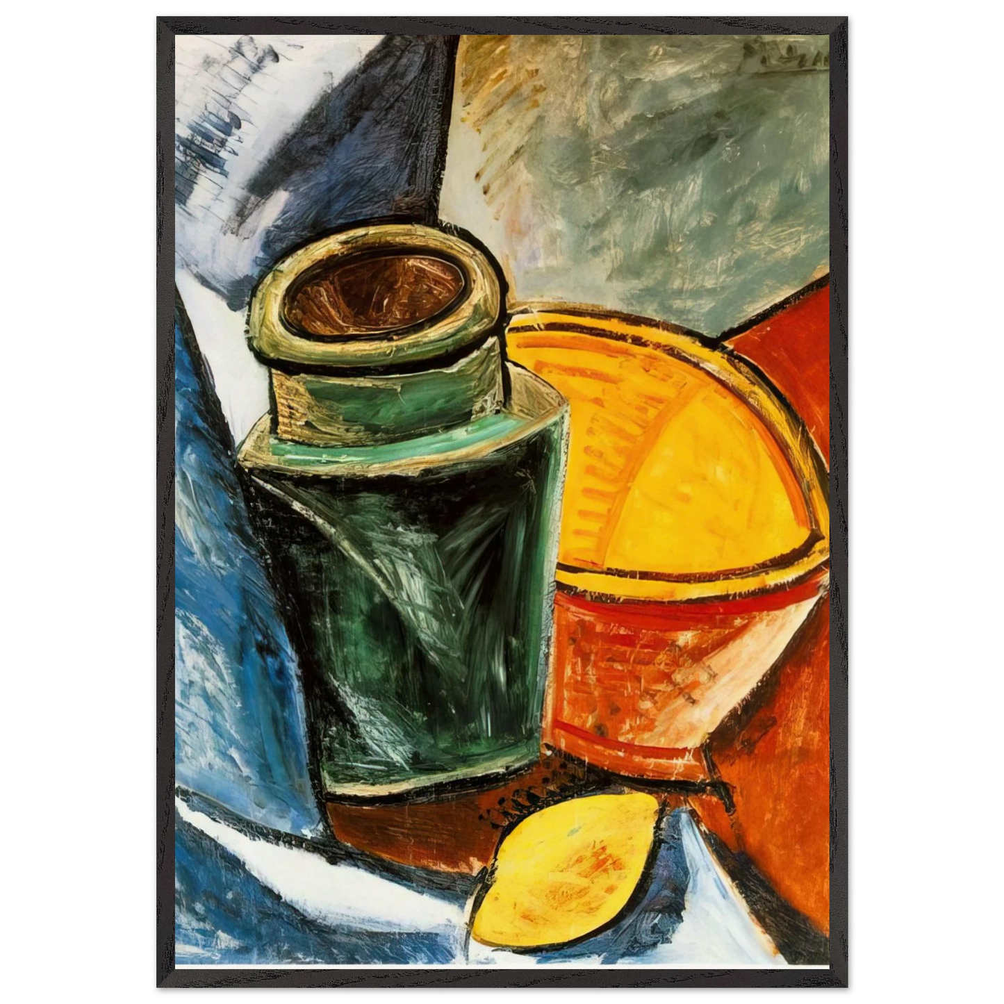 Wall artStill life with lemons N1 - Pablo Picasso Framed Art Print – Black Wooden Frame - Default Title - -Framed Art Print