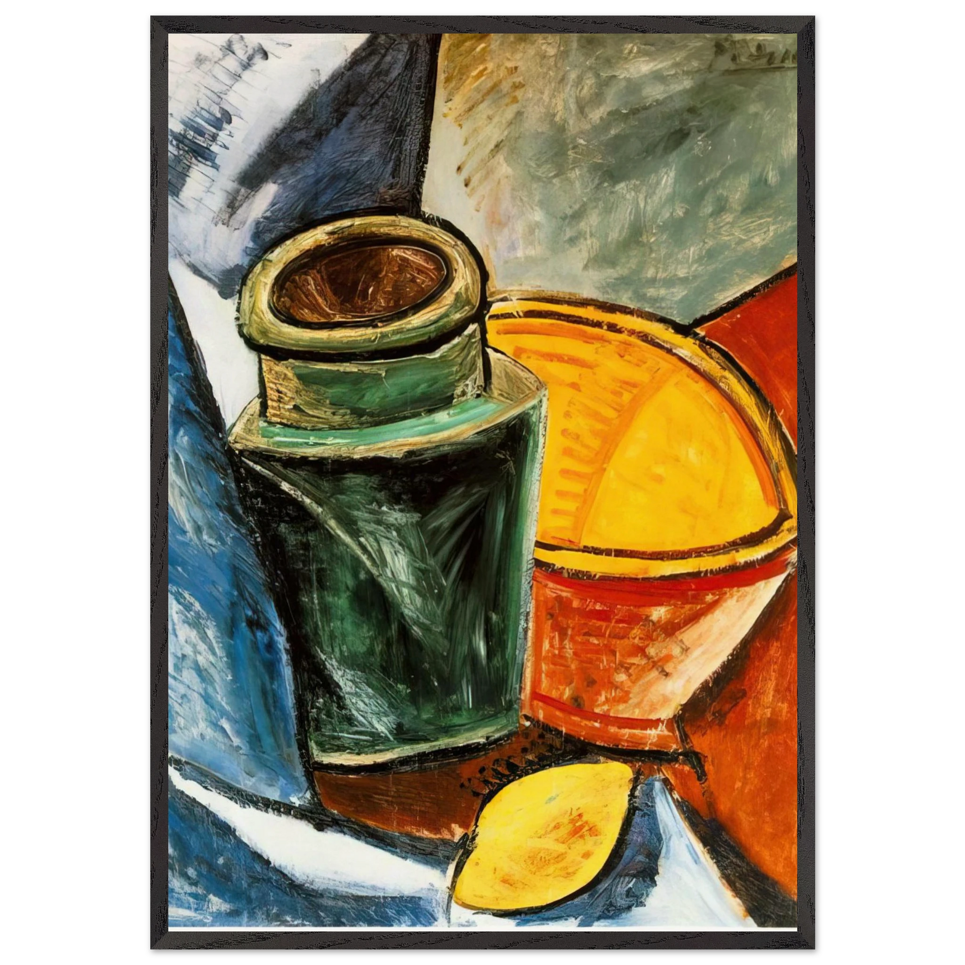 Wall artStill life with lemons N1 - Pablo Picasso Framed Art Print – Black Wooden Frame - Default Title - -Framed Art Print