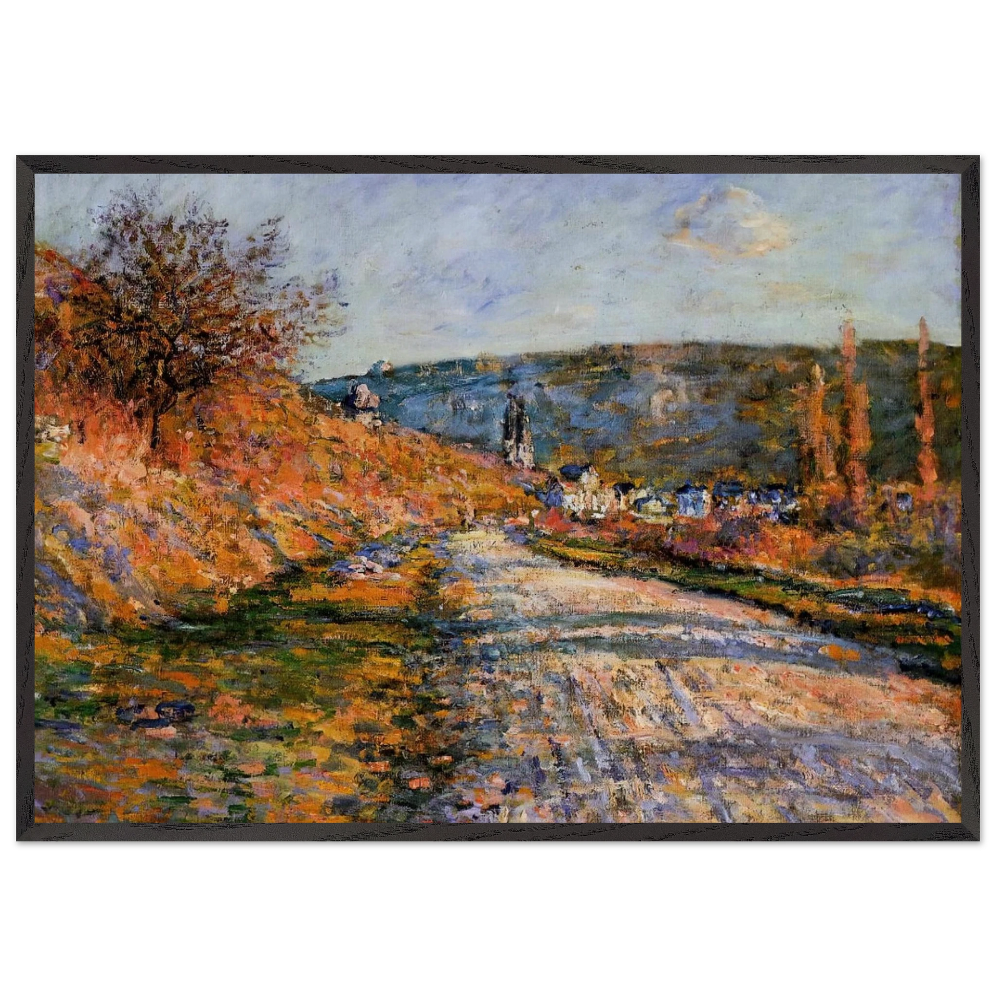 The Road to Vetheuil - claude monet Framed Art Print – Black Wooden Frame - Default Title - -Framed Art Print