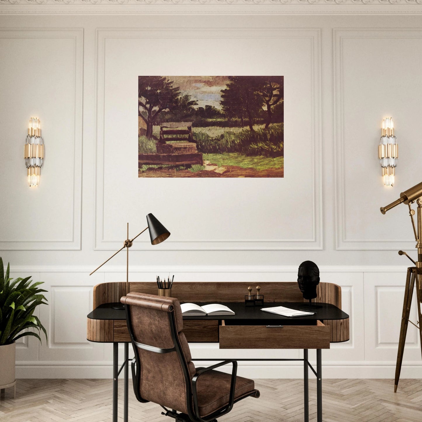 Landscape with fountain - Paul Cézanne Brushed Aluminum Print - 70x100 cm / 28x40 inches | Paul Cézanne Aluminum Print | Paul Cézanne Prints