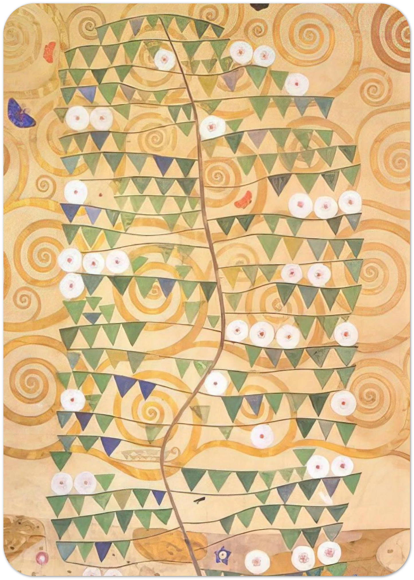 CARTOON FOR THE FRIEZE OF THE VILLA STOCLET IN BRUSSELS RIGHT PART OF THE TREE OF LIFE 1909 By Gustav Klimt Pack of 10 Post Cards | Gustav Klimt Post Cards | A6 (10.5 x 14.8 cm) - 4.1 x 5.8 inches