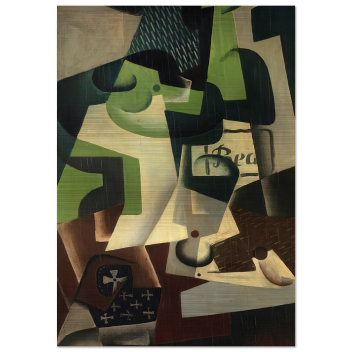 BOTTLE OF BEAUNE AND A FRUIT DISH 1917 - Juan Gris Brushed Aluminum Print - 70x100 cm / 28x40 inches | Juan Gris Aluminum Print | Juan Gris Prints