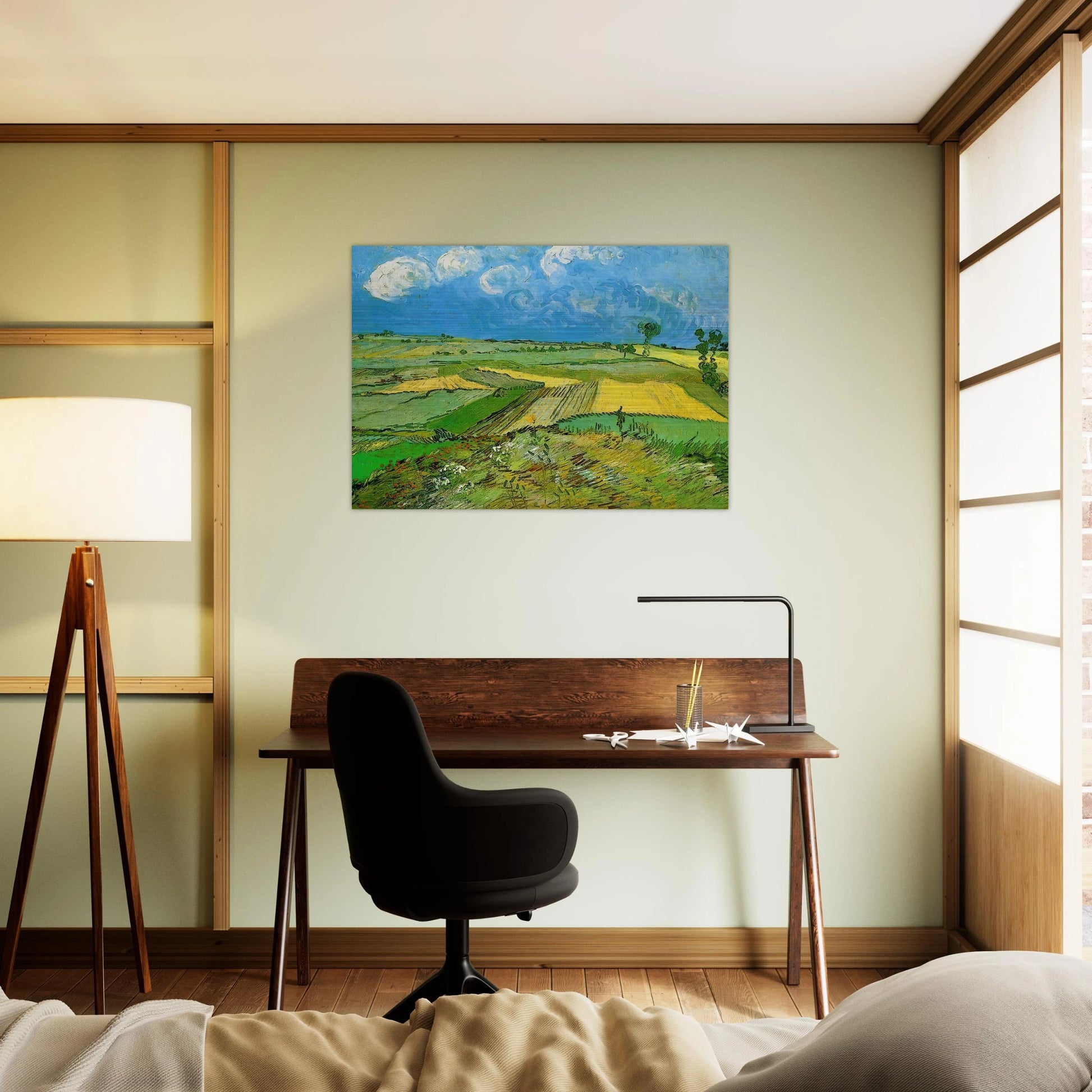 Wheat Fields at Auvers Under Clouded Sky - Vincent van Gogh Brushed Aluminum Print - 70x100 cm / 28x40 inches | Vincent van Gogh Aluminum Print | Vincent van Gogh Prints