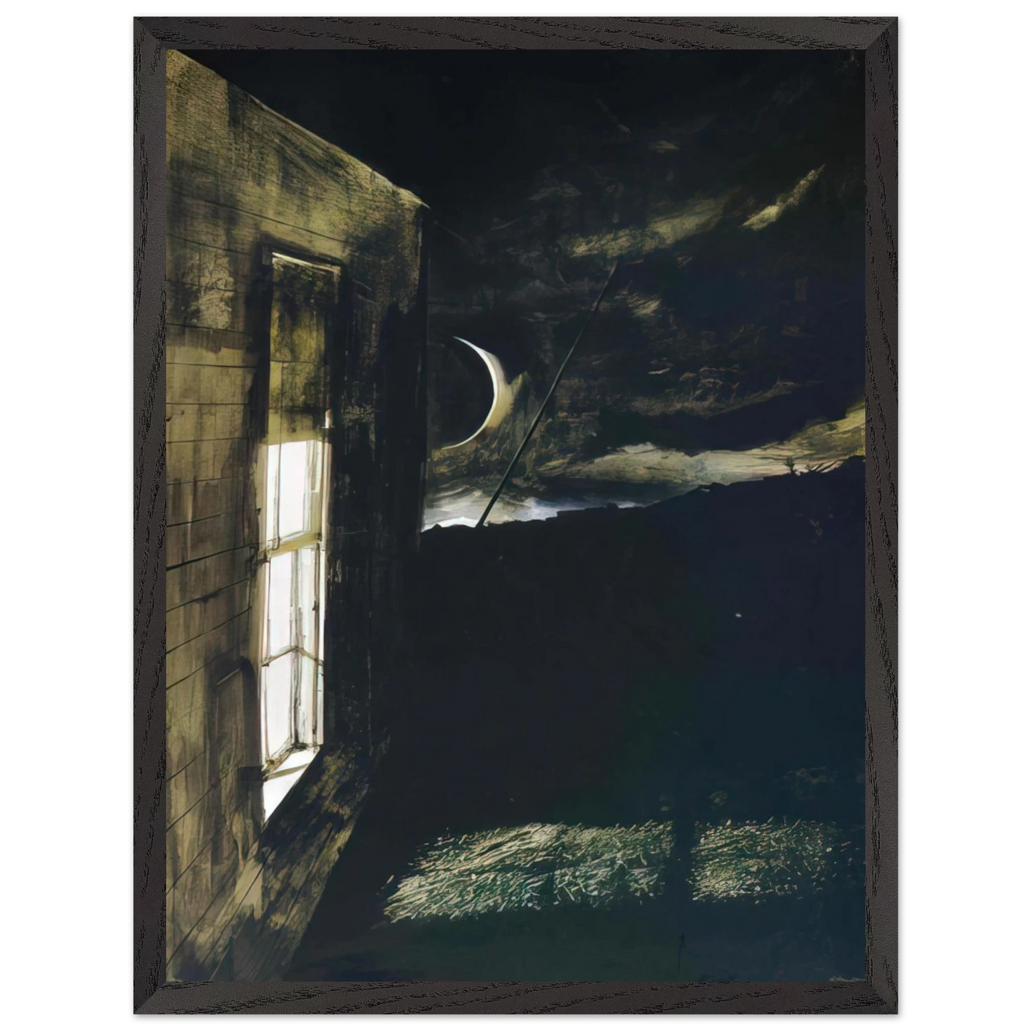 Andrew Wyeth - CRESCENT MOON Wall Art - 21x29.7 cm / 8x12" - Premium Wooden Framed Poster With Fine Art Paper - Wood frame