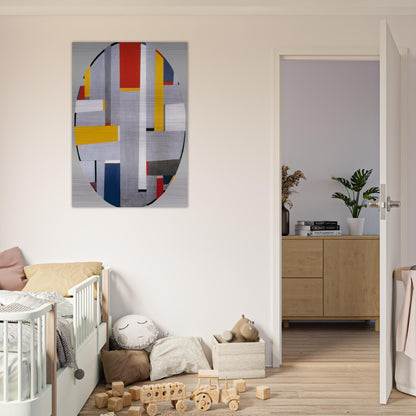 Relational Painting, Tondo #36 - 1955 - Fritz Glarner Brushed Aluminum Print - 70x100 cm / 28x40 inches | Fritz Glarner Aluminum Print | Fritz Glarner Prints