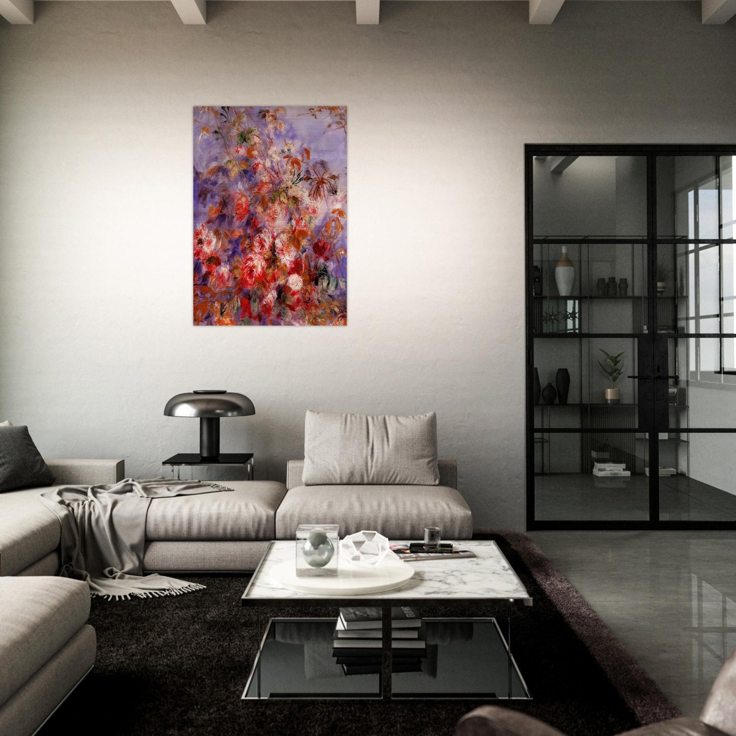 Roses By The Window - Pierre-Auguste Renoir Brushed Aluminum Print - 70x100 cm / 28x40 inches | Pierre-Auguste Renoir Aluminum Print | Pierre-Auguste Renoir Prints