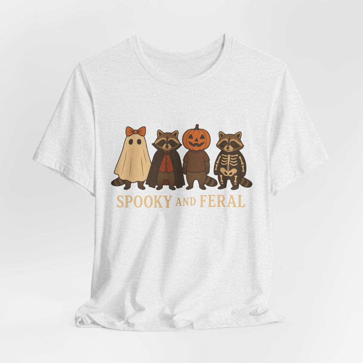 Spooky Raccoon Shirt, Funny Halloween Graphic Tee, Cute Vintage Fall T-Shirt, Trendy Womens Halloween Shirt, Feral Raccoon Tee