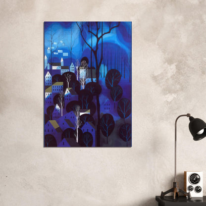 Midnight Blue - Eyvind Earle Brushed Aluminum Print - 70x100 cm / 28x40 inches | Eyvind Earle Aluminum Print | Eyvind Earle Prints