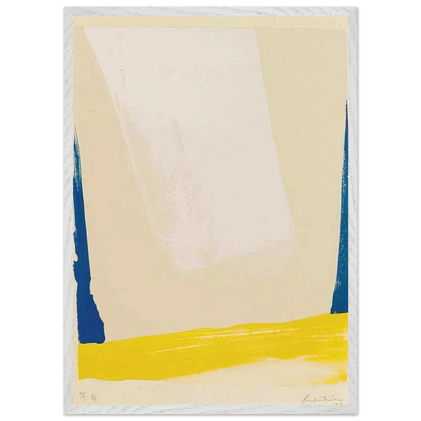 Helen Frankenthaler - White Portal - 1967 Wall art - 28x43  cm / XL (11x17 inches) - Premium Wooden Framed Poster With Fine Art Paper - Black frame