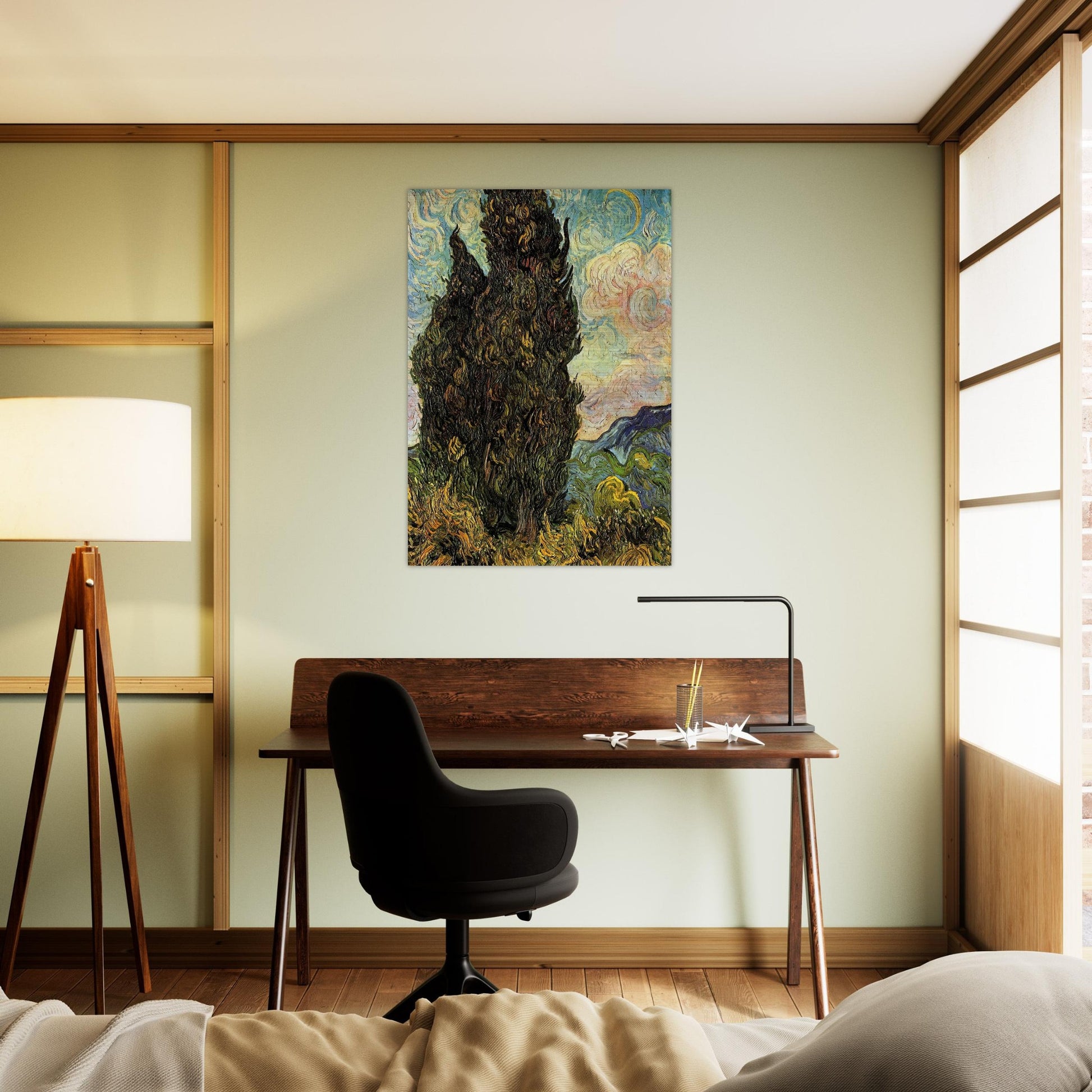 Two Cypresses - Vincent van Gogh Brushed Aluminum Print - 70x100 cm / 28x40 inches | Vincent van Gogh Aluminum Print | Vincent van Gogh Prints