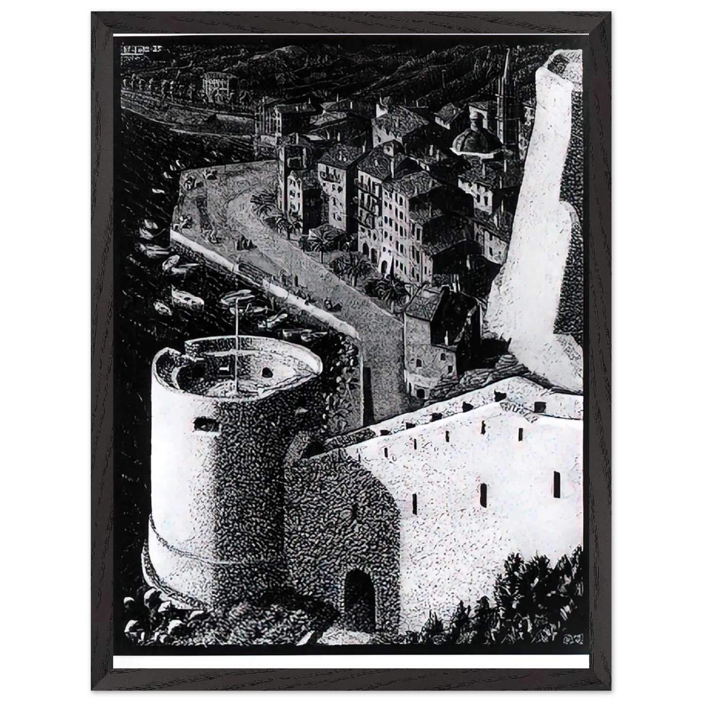 MC Escher - ESCHER (23) Wall Art - 21x29.7 cm / 8x12" - Premium Wooden Framed Poster With Fine Art Paper - Wood frame