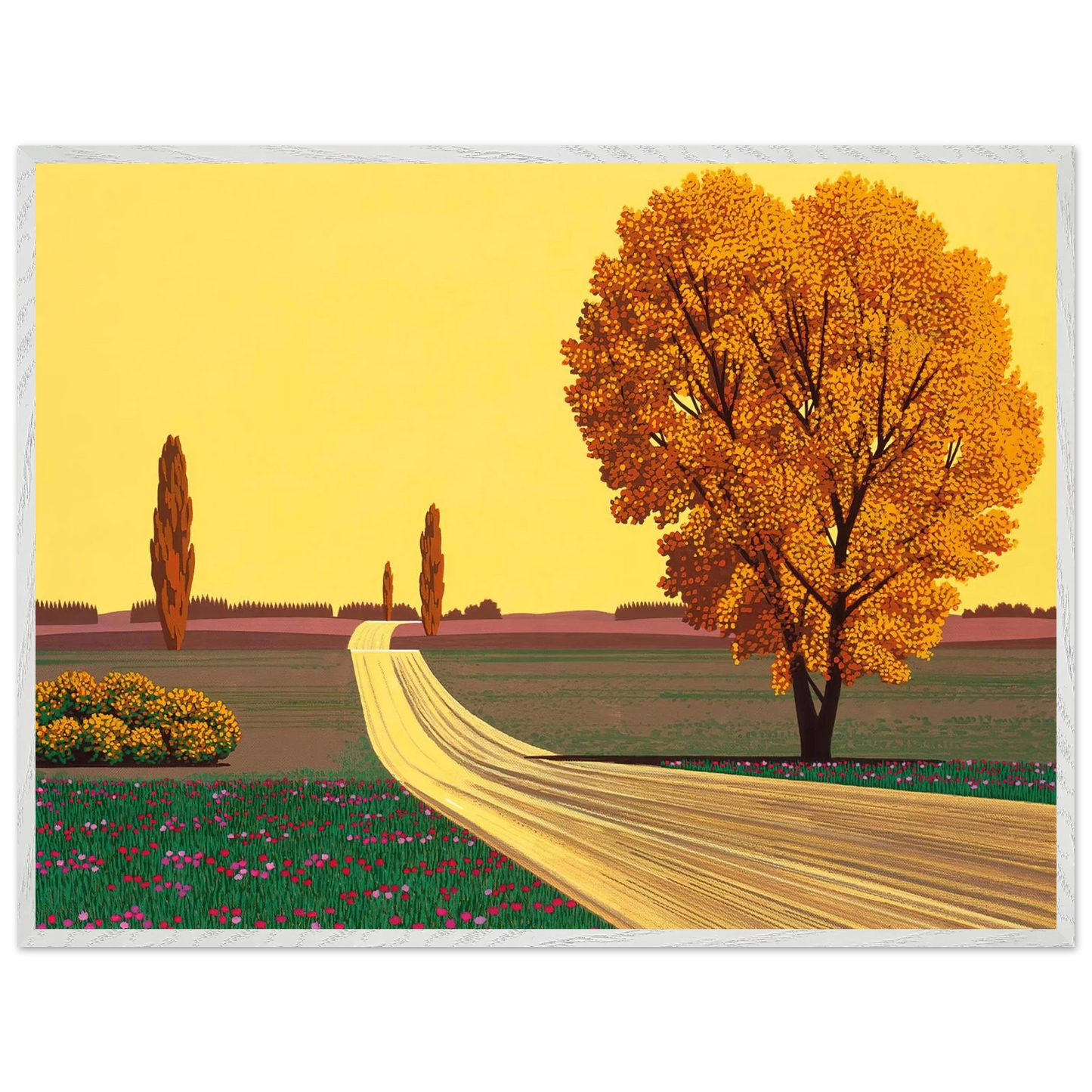 Hiroshi Nagai - Autumn Wall Art - 21x29.7 cm / 8x12" - Premium Wooden Framed Poster With Fine Art Paper - Wood frame