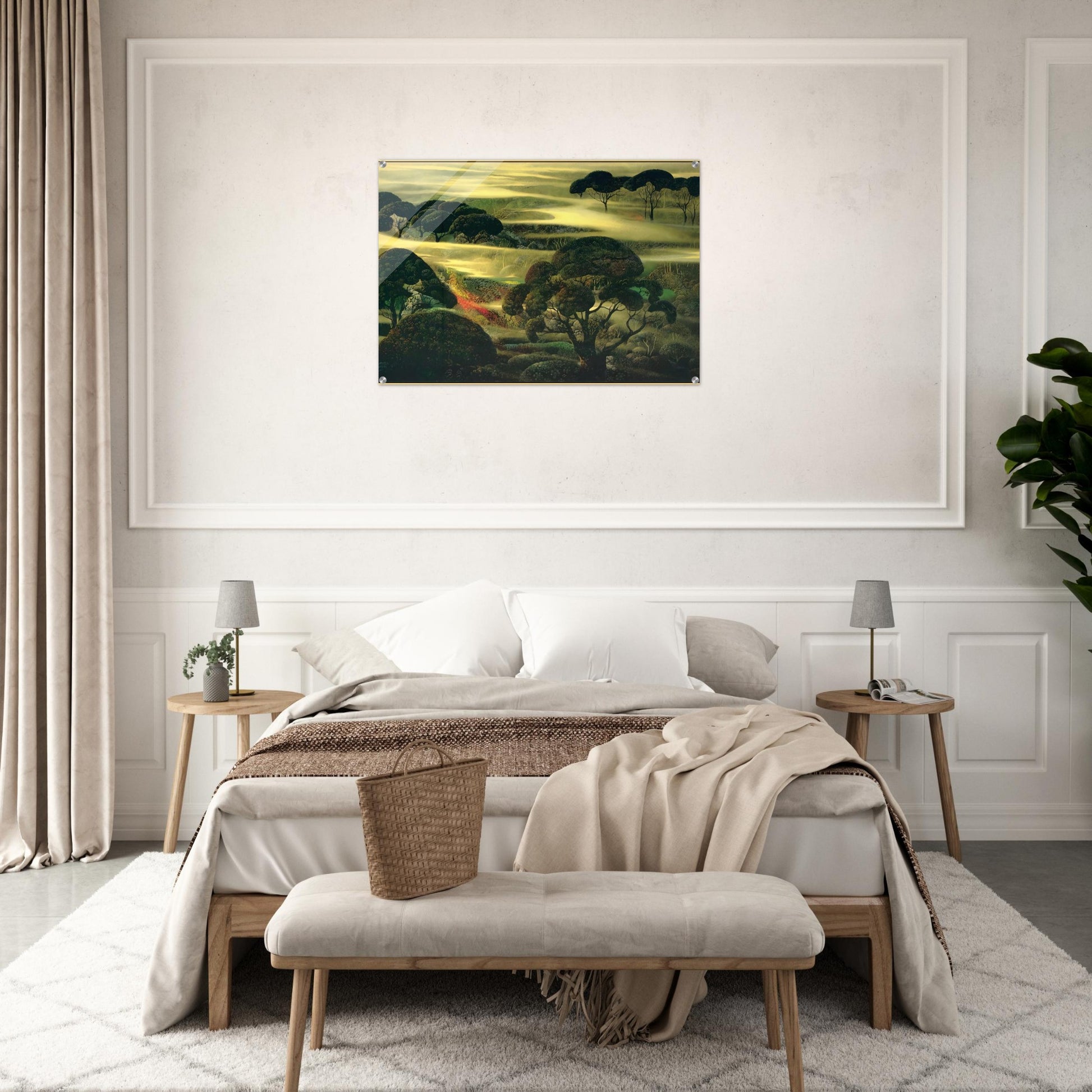 Forest in Fog - Eyvind Earle Acrylic Print - 70x100 cm / 28x40″ inches | Eyvind Earle Wall Art | Eyvind Earle Prints