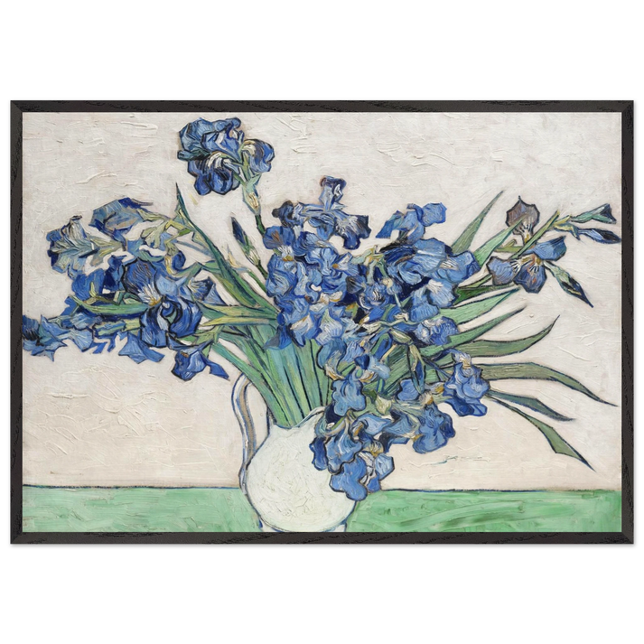 Vase with Irises - Vincent van Gogh 70x100 cm / 28x40 inches Framed Art Print – Black Wooden Frame