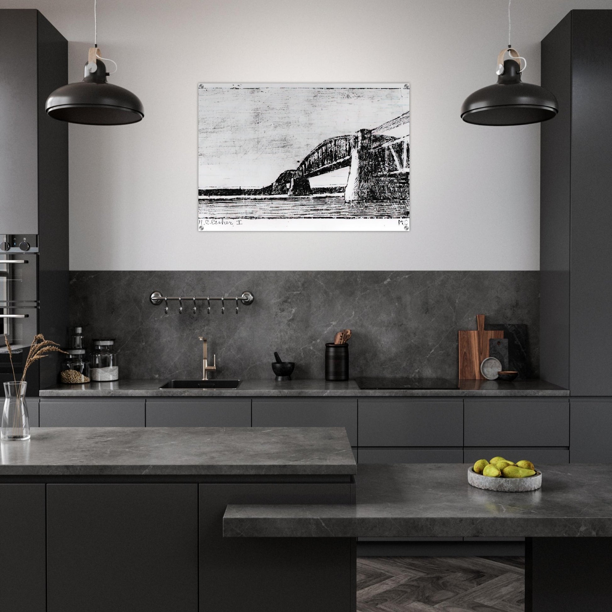 RAILWAY BRIDGE OOSTERBEEK - MC Escher Acrylic Print - 70x100 cm / 28x40″ inches | MC Escher Wall Art | MC Escher Prints