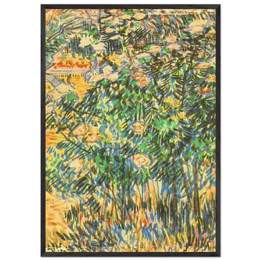Flowering Shrubs - Vincent van Gogh 70x100 cm / 28x40 inches Framed Art Print – Black Wooden Frame