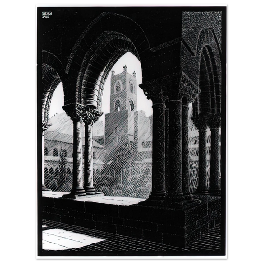 MC Escher - CLOISTER OF MONREALE SICILY Wall Art - 21x29.7 cm / 8x12" - Fine Art Poster - -