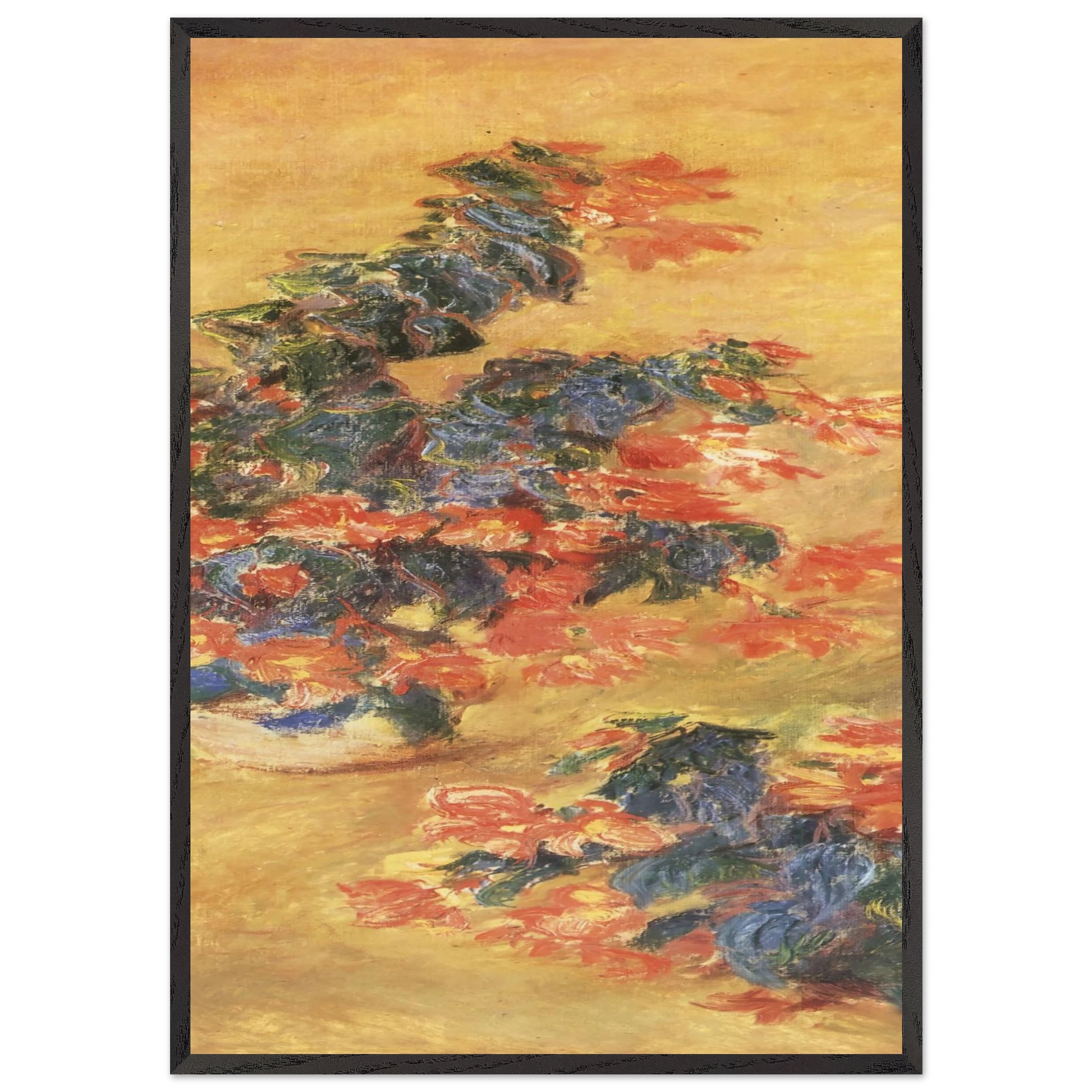 Red azaleas in a Pot - claude monet Framed Art Print – Black Wooden Frame - Default Title - -Framed Art Print