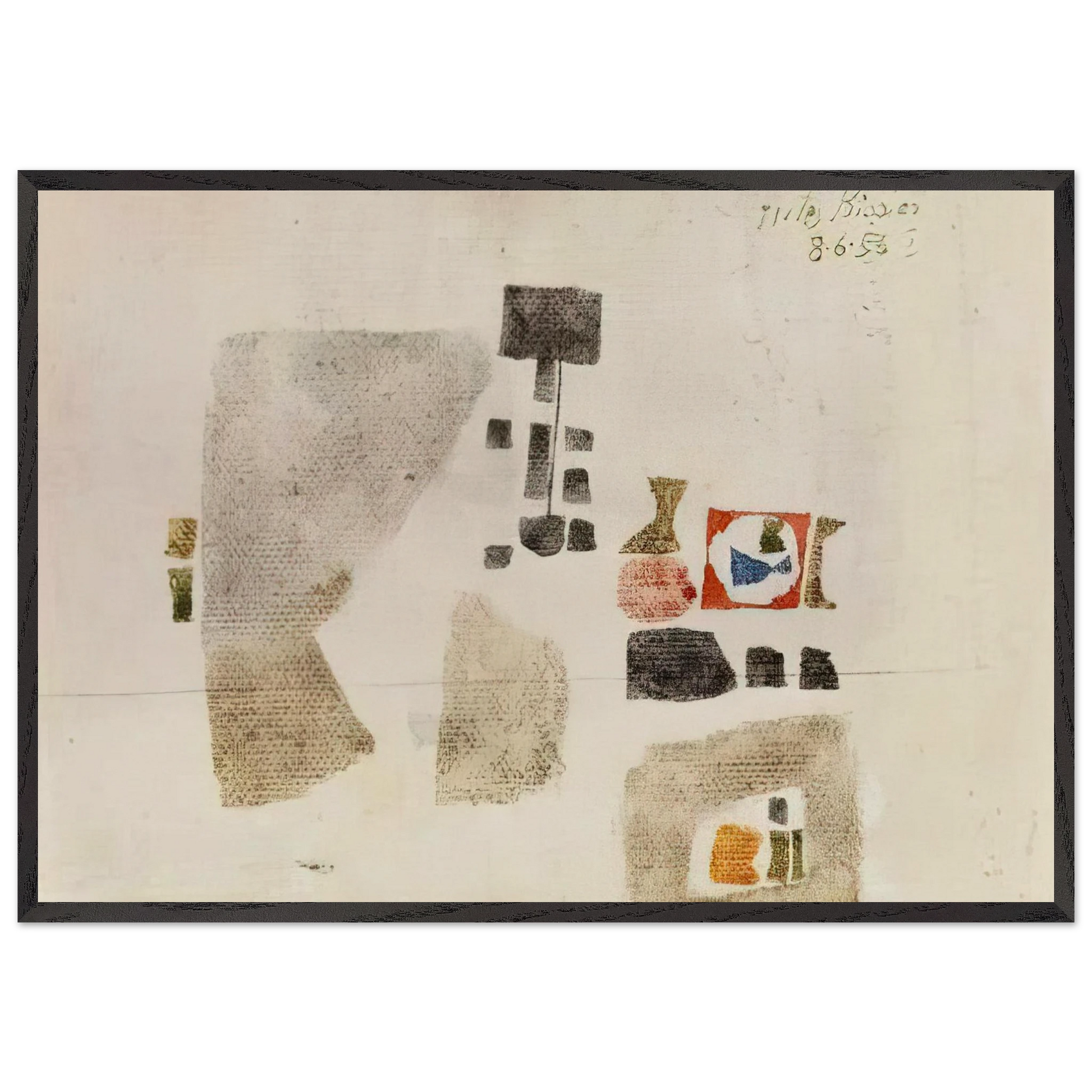 Komposition - 1956 - Julius Bissier Framed Art Print – Black Wooden Frame - Default Title - -Framed Art Print