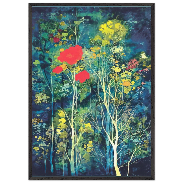 Poppies and Flowers - Eyvind Earle 70x100 cm / 28x40 inches Framed Art Print – Black Wooden Frame