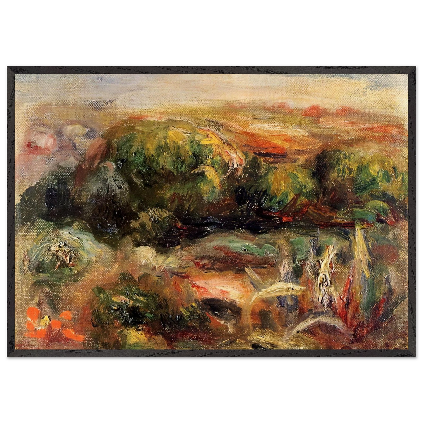 Landscape Near Cagnes - Pierre-Auguste Renoir Framed Art Print – Black Wooden Frame - Default Title - -Framed Art Print
