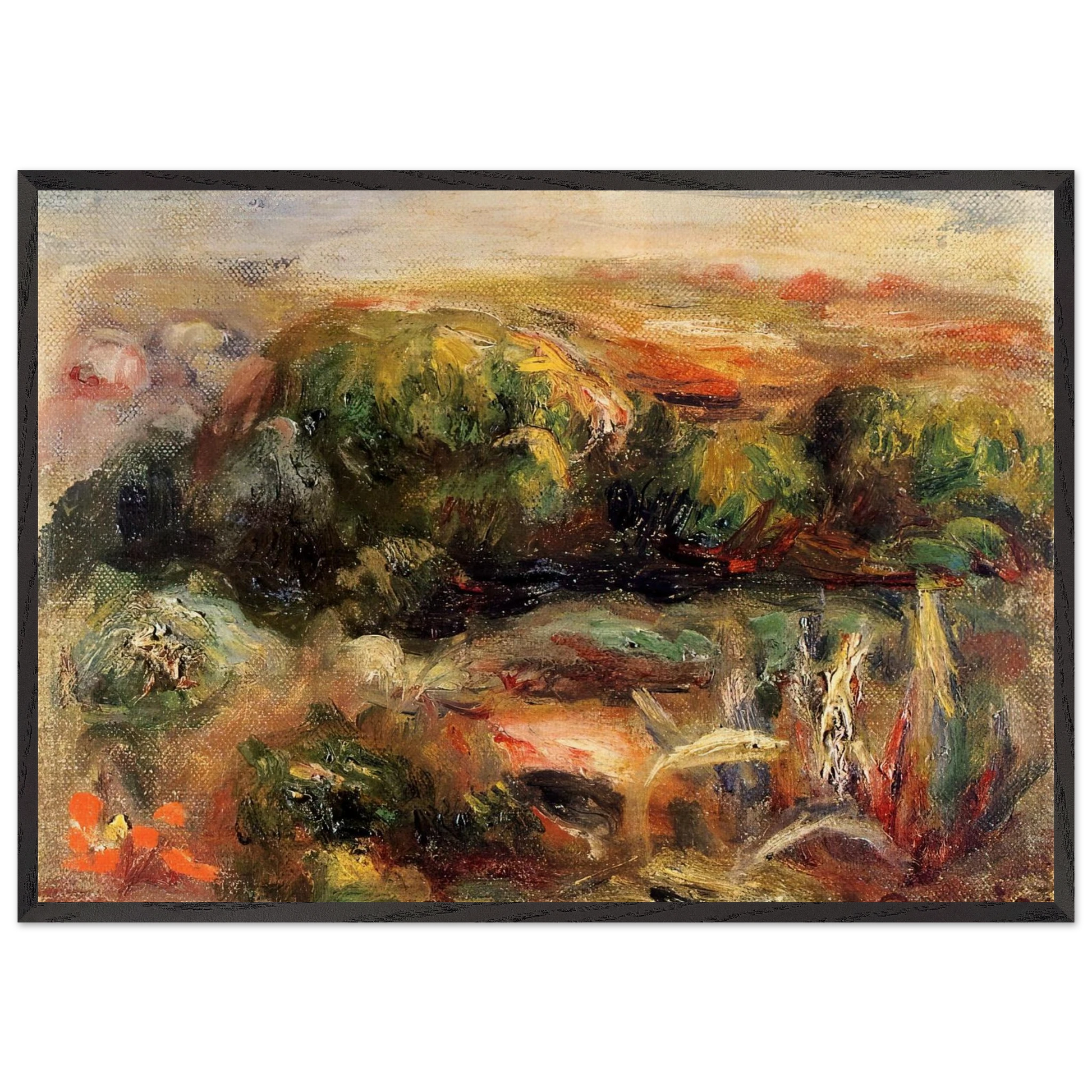 Landscape Near Cagnes - Pierre-Auguste Renoir Framed Art Print – Black Wooden Frame - Default Title - -Framed Art Print