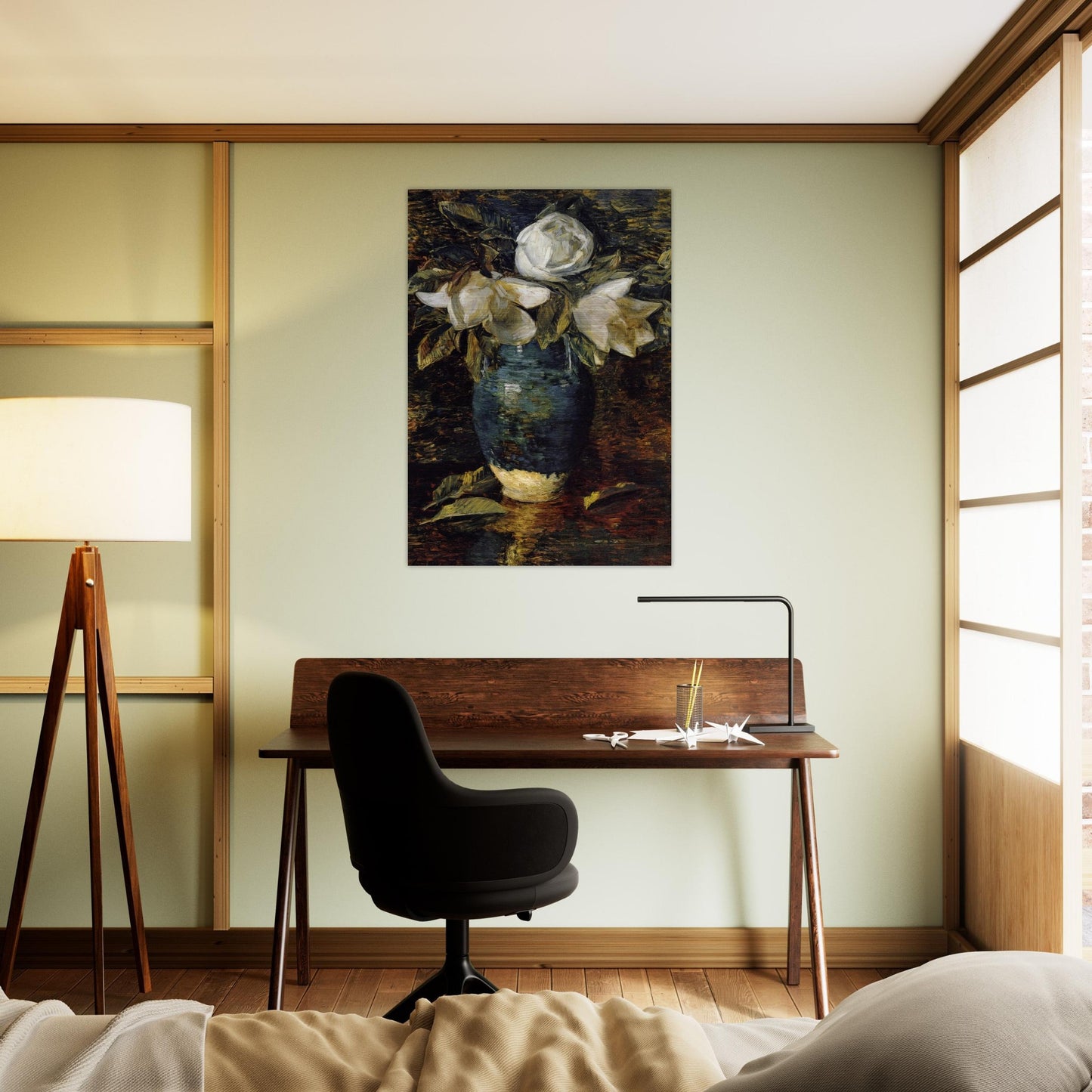 Giant Magnolias - Childe Hassam Brushed Aluminum Print - 70x100 cm / 28x40 inches | Childe Hassam Aluminum Print | Childe Hassam Prints