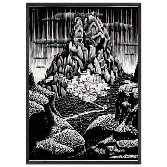 PENTEDATTIO CALABRIA JANUARY 1930 1930 - MC Escher Framed Art Print – Black Wooden Frame - Default Title - -Framed Art Print