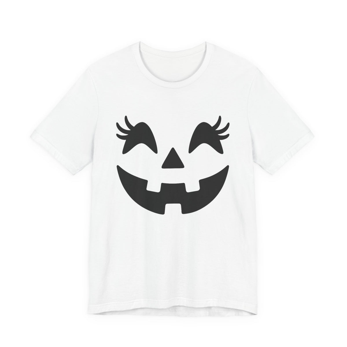 Jack O Lantern Face Pumpkin Eyelashes Halloween Women Girls T-Shirt