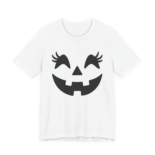 Jack O Lantern Face Pumpkin Eyelashes Halloween Women Girls T-Shirt