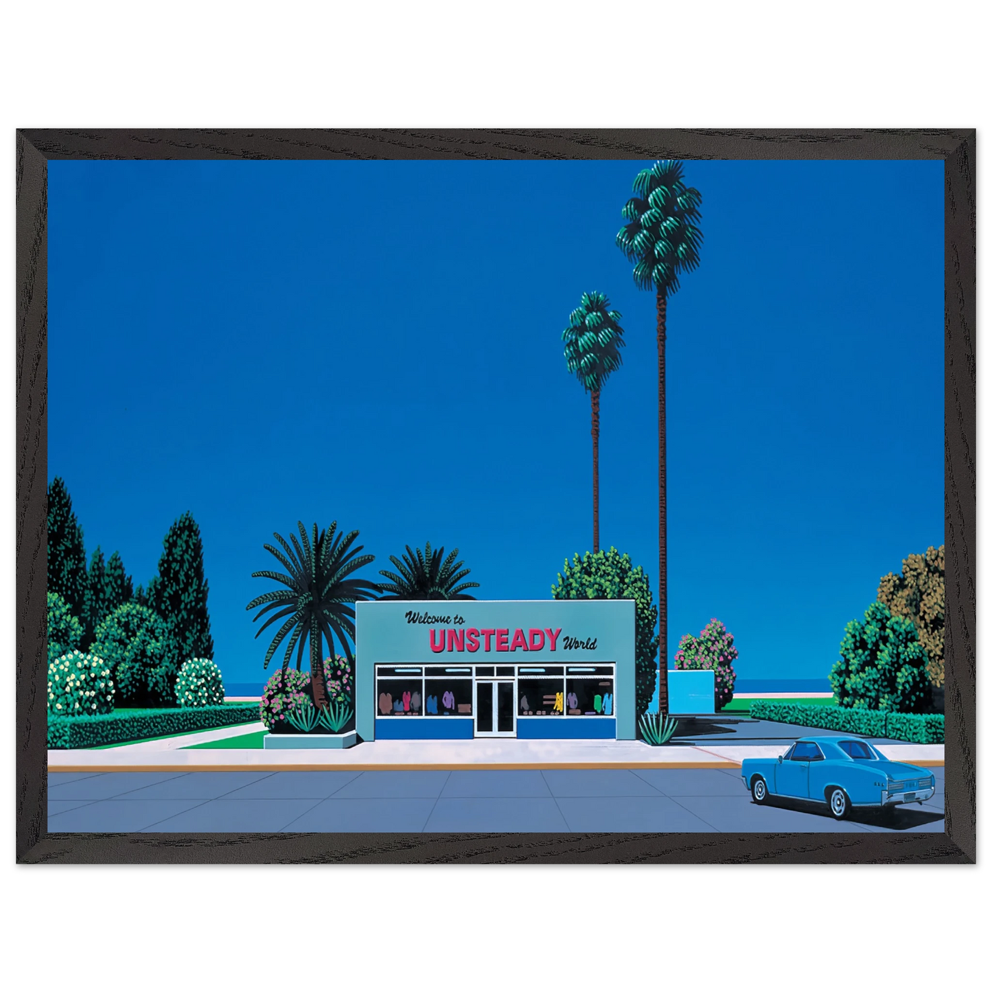 Hiroshi Nagai - Unsteady World Wall Art - 30x40 cm / 12x16 inches - Premium Wooden Framed Poster With Fine Art Paper - Wood frame