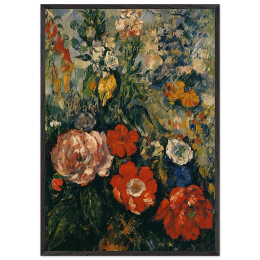BOUQUET OF FLOWERS N4 - Paul Cezanne 70x100 cm / 28x40 inches Framed Art Print – Black Wooden Frame