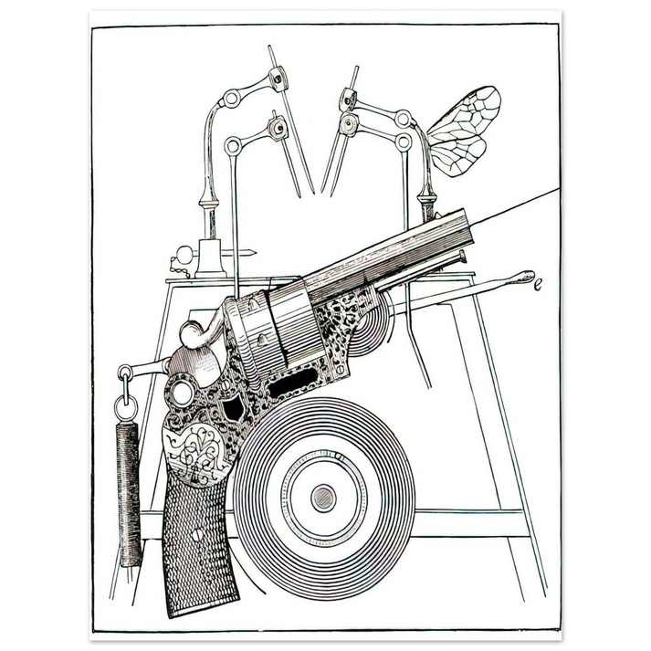 Max Ernst - The Harmonious Fagot Illustration for The Misfortunes of the Immortals  75x100 cm / 30x40inches Fine Art Poster