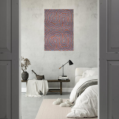 Untitled Narripi Worm Dreaming - 1996 - Clifford Possum Tjapaltjarri Brushed Aluminum Print - 70x100 cm / 28x40 inches | Clifford Possum Tjapaltjarri Aluminum Print | Clifford Possum Tjapaltjarri Prints
