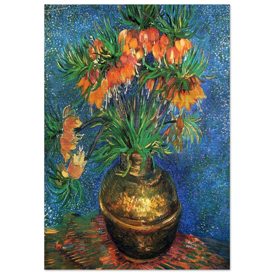 Fritillaries in a Copper Vase - Vincent van Gogh Brushed Aluminum Print - 70x100 cm / 28x40 inches | Vincent van Gogh Aluminum Print | Vincent van Gogh Prints