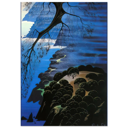 Mystical Coastline - Eyvind Earle Brushed Aluminum Print - 70x100 cm / 28x40 inches | Eyvind Earle Aluminum Print | Eyvind Earle Prints