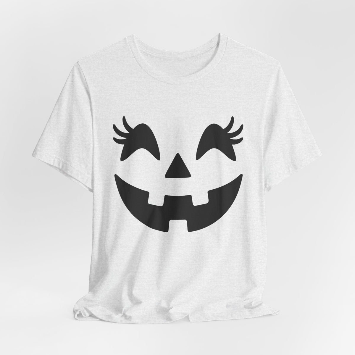 Jack O Lantern Face Pumpkin Eyelashes Halloween Women Girls T-Shirt