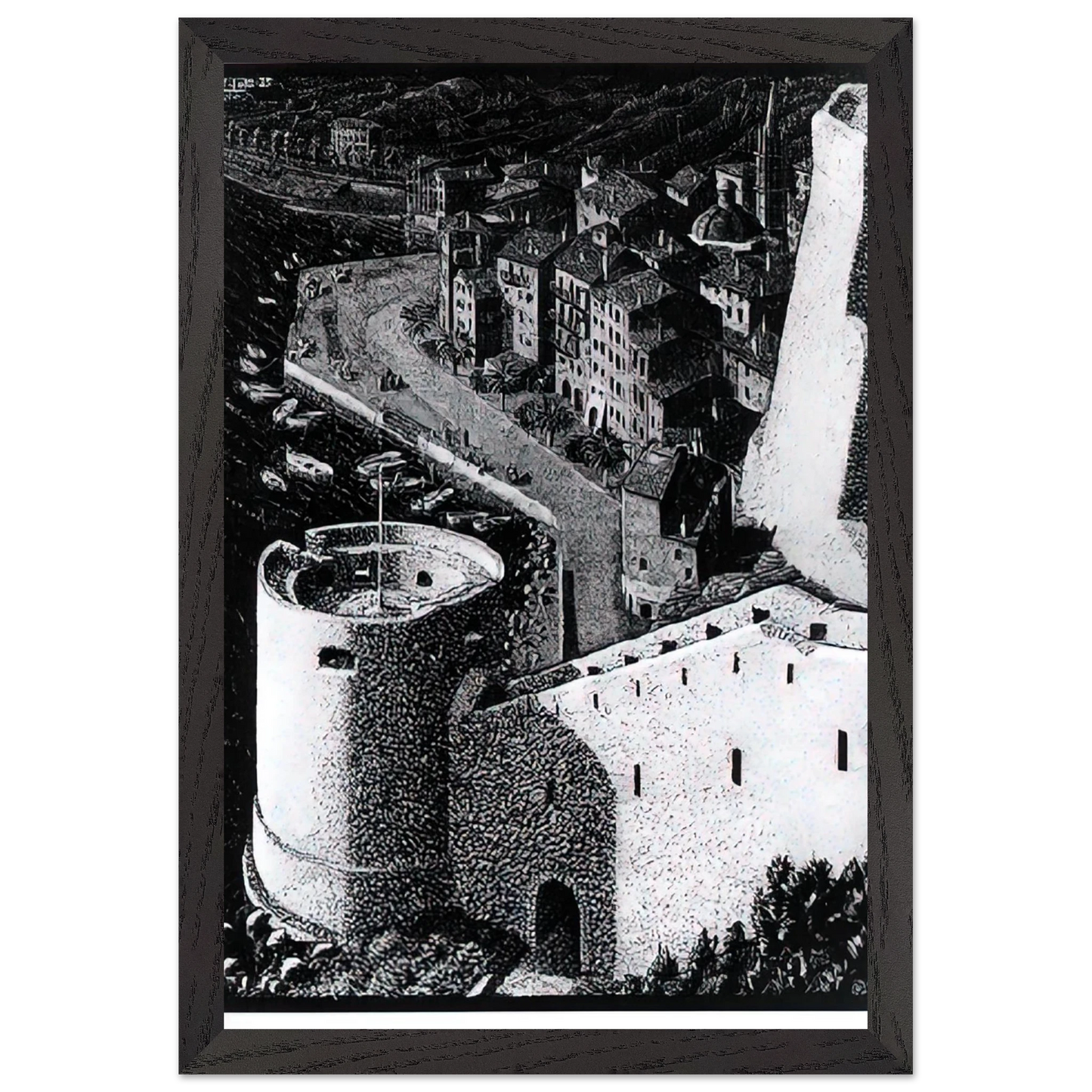 MC Escher - ESCHER (23) Wall Art - 60x80 cm / 24x32 inches - Premium Wooden Framed Poster With Fine Art Paper - White frame
