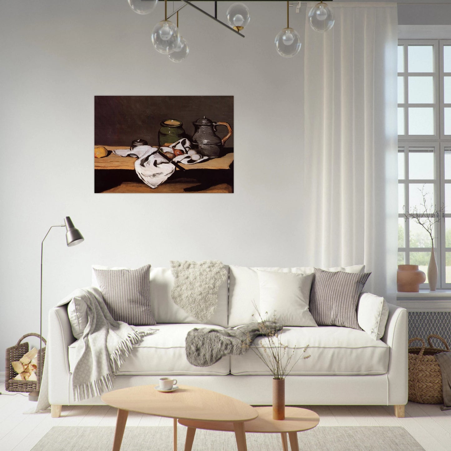 Still Life with Green Pot and Pewter Jug - Paul Cézanne Brushed Aluminum Print - 70x100 cm / 28x40 inches | Paul Cézanne Aluminum Print | Paul Cézanne Prints