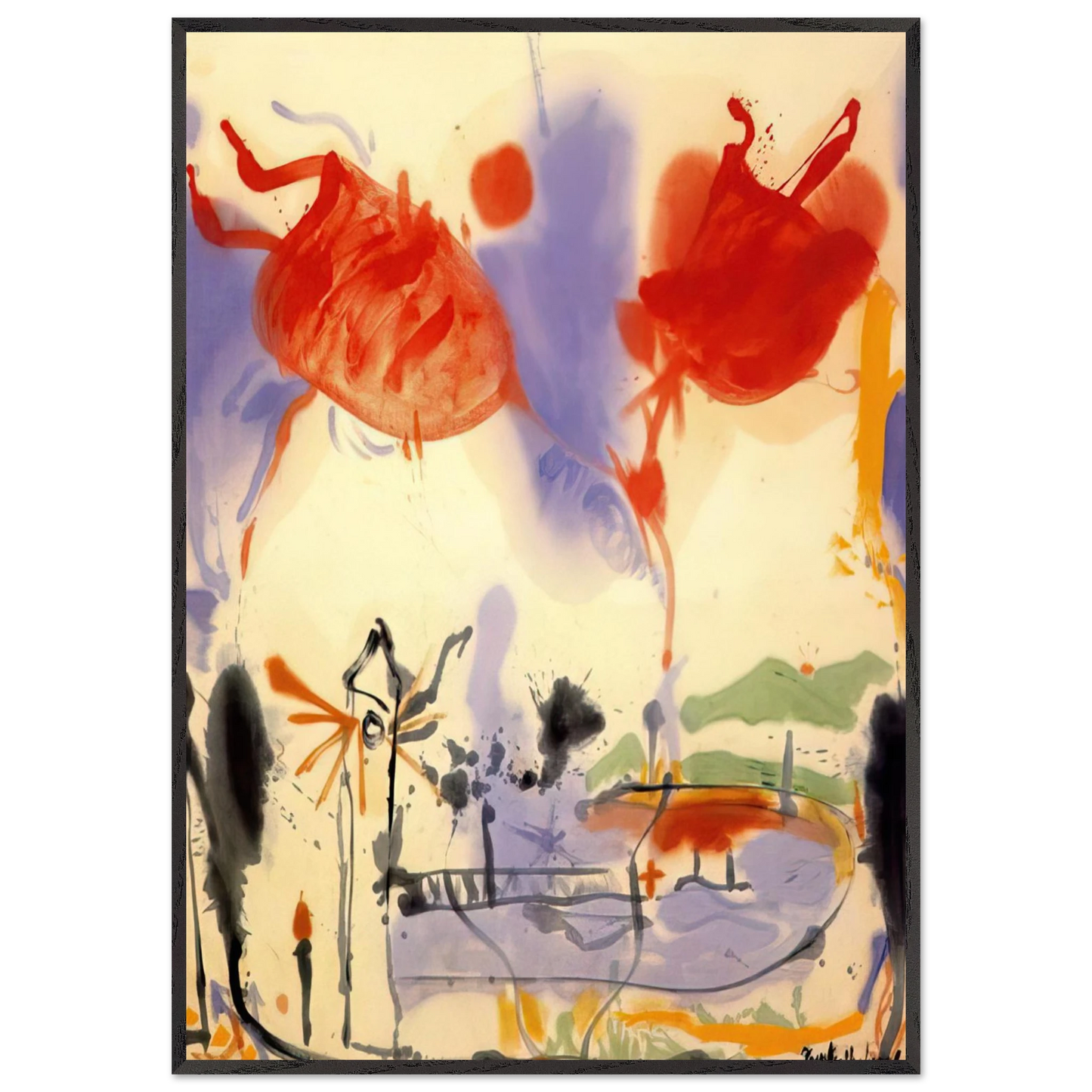 Helen Frankenthaler - Round Trip - 1957 Wall art - A2 (42 x 59.4  cm) - Premium Wooden Framed Poster With Fine Art Paper - White frame